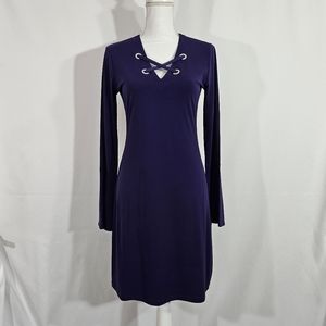 NWT Michael Kors purple bell sleeve dress women's size  small
